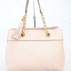 Tory Burch Fleming Pink Quilted Leather Tote